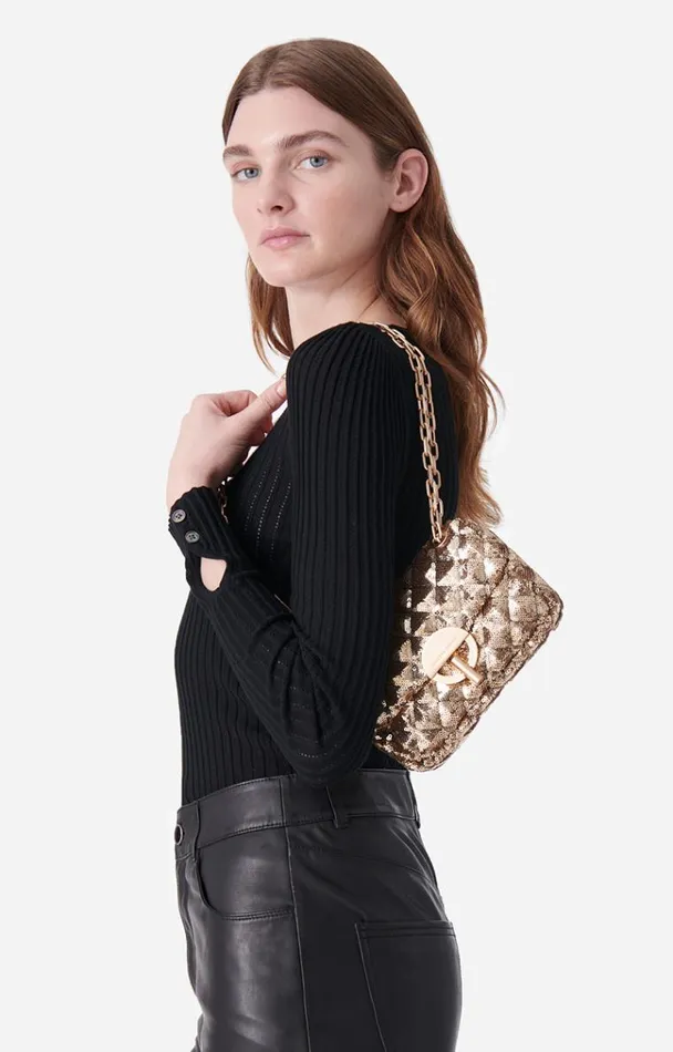 Vanessa Bruno Crossbody Bags Women Sequined Nano Moon Bag Or Pale Vanessa Bruno Crossbody Bags Women Sequined Nano Moon Bag Or Pale