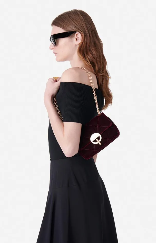 Vanessa Bruno Crossbody Bags Women Velvet Nano Moon Bag Aubergine Vanessa Bruno Crossbody Bags Women Velvet Nano Moon Bag Aubergine