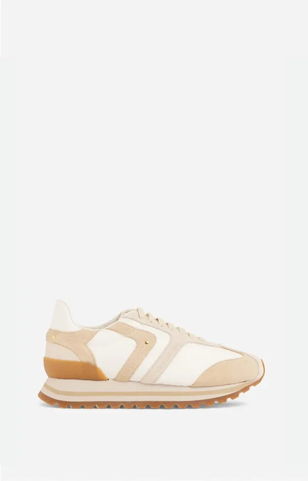 Vanessa Bruno Shoes Women Faye Running Sneakers In Leather and Canvas Craie