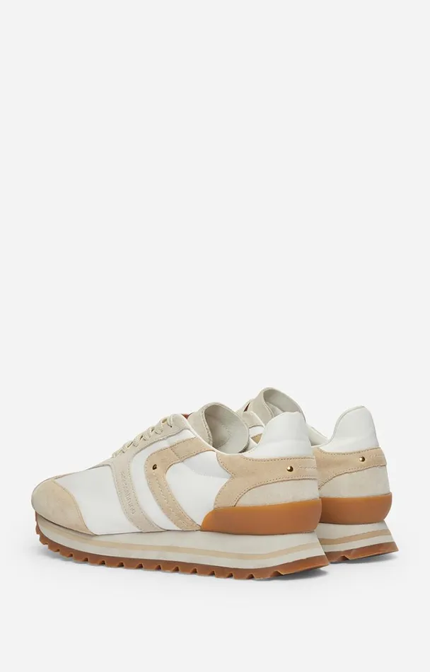 Vanessa Bruno Shoes Women Faye Running Sneakers In Leather and Canvas Craie
