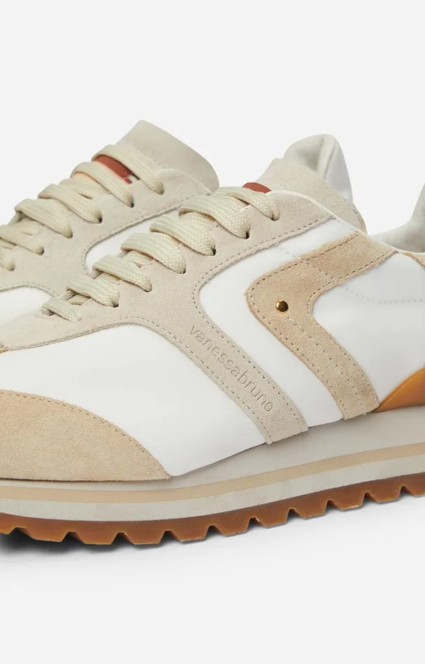 Vanessa Bruno Shoes Women Faye Running Sneakers In Leather and Canvas Craie