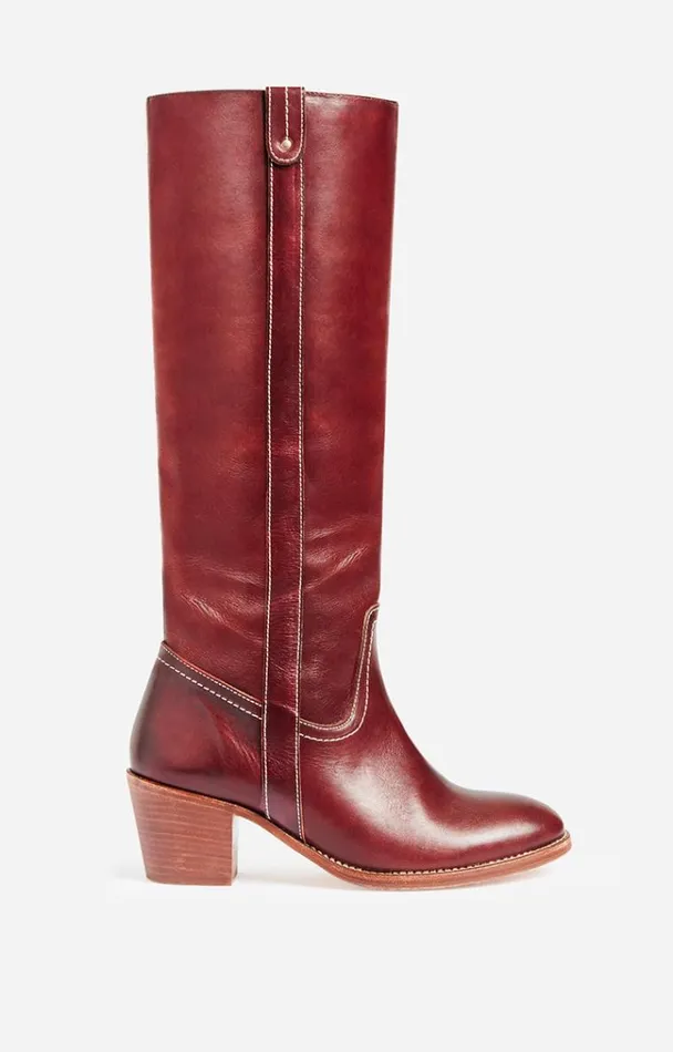Vanessa Bruno Shoes Women Leather Boots In VegetableTanned Leather Betterave