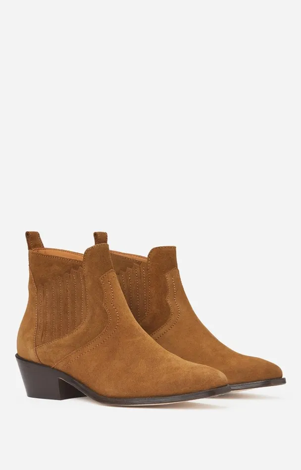Vanessa Bruno Shoes Women Low Santiags In Suede Noisette Vanessa Bruno Shoes Women Low Santiags In Suede Noisette