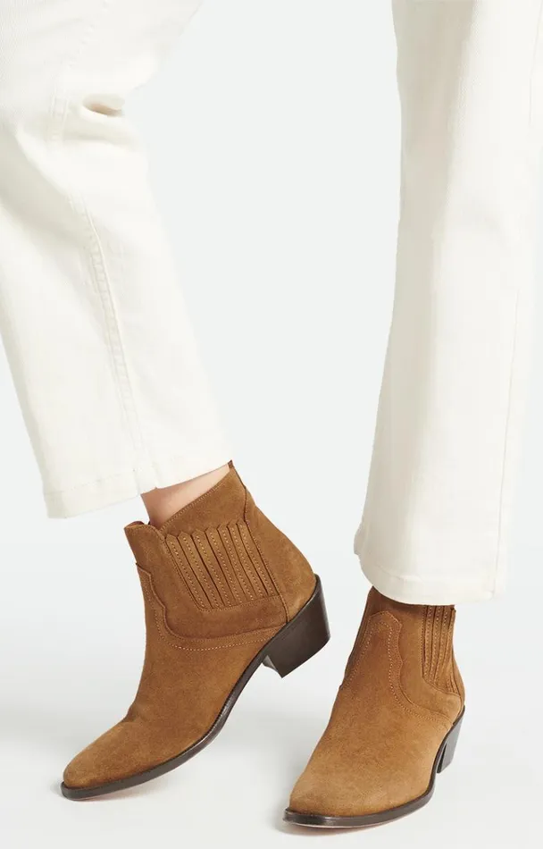 Vanessa Bruno Shoes Women Low Santiags In Suede Noisette Vanessa Bruno Shoes Women Low Santiags In Suede Noisette