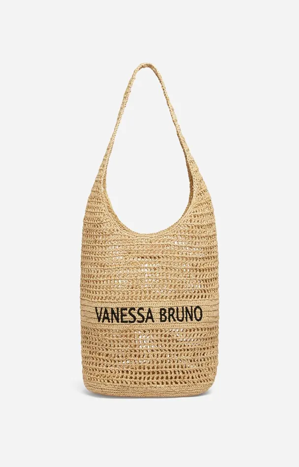 Vanessa Bruno Shoulder Bags Women Hobo Bag In Raffia Sable Noir