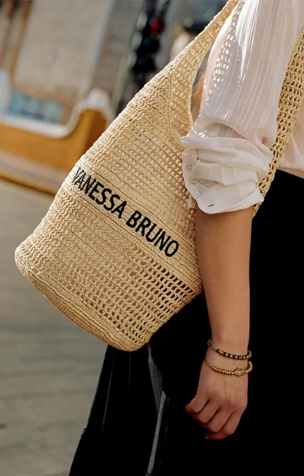 Vanessa Bruno Shoulder Bags Women Hobo Bag In Raffia Sable Noir Vanessa Bruno Shoulder Bags Women Hobo Bag In Raffia Sable Noir