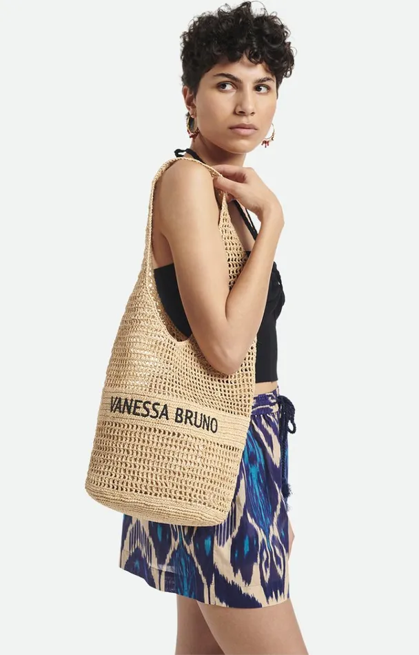Vanessa Bruno Shoulder Bags Women Hobo Bag In Raffia Sable Noir Vanessa Bruno Shoulder Bags Women Hobo Bag In Raffia Sable Noir