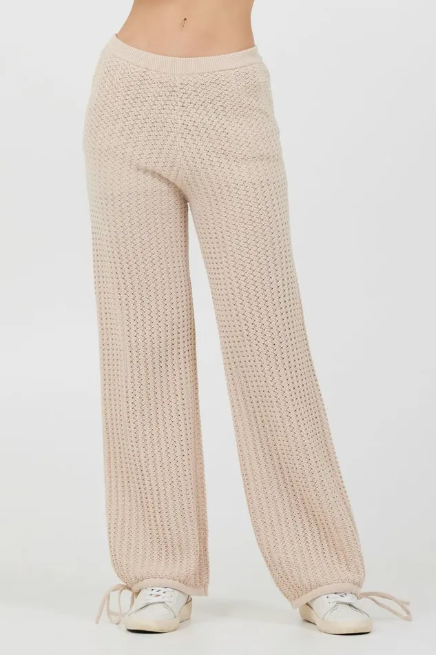 Vintage Havana All Bottoms Women Bali Beige Open Crochet Tie Pants Bali Beige