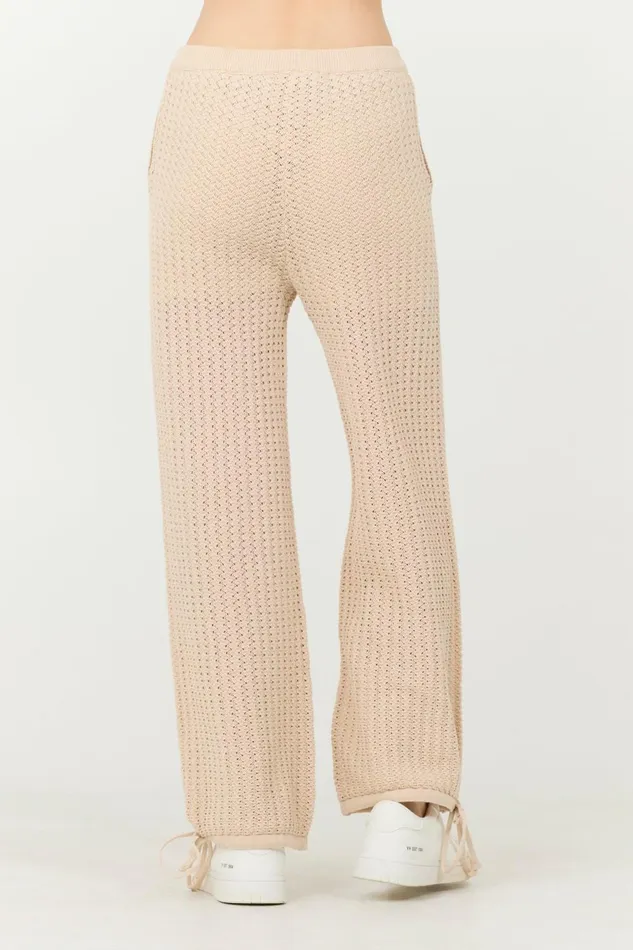 Vintage Havana All Bottoms Women Bali Beige Open Crochet Tie Pants Bali Beige