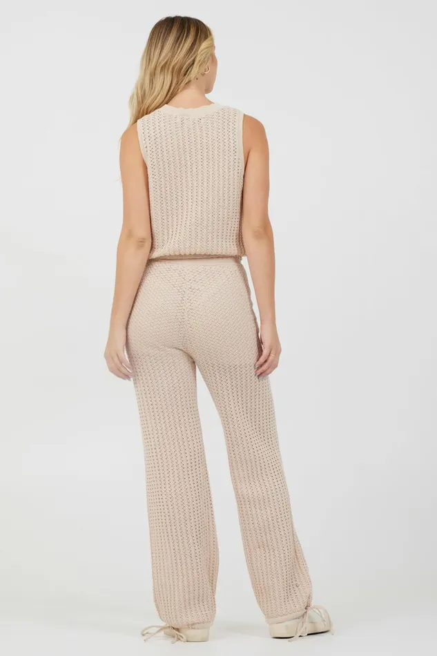 Vintage Havana All Bottoms Women Bali Beige Open Crochet Tie Pants Bali Beige