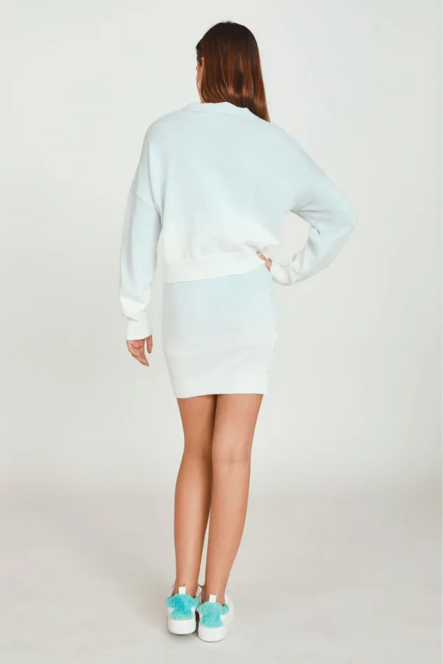 Vintage Havana All Bottoms Women Blue With Soft White Bleach Pointelle Fitted Skirt Bluewhite