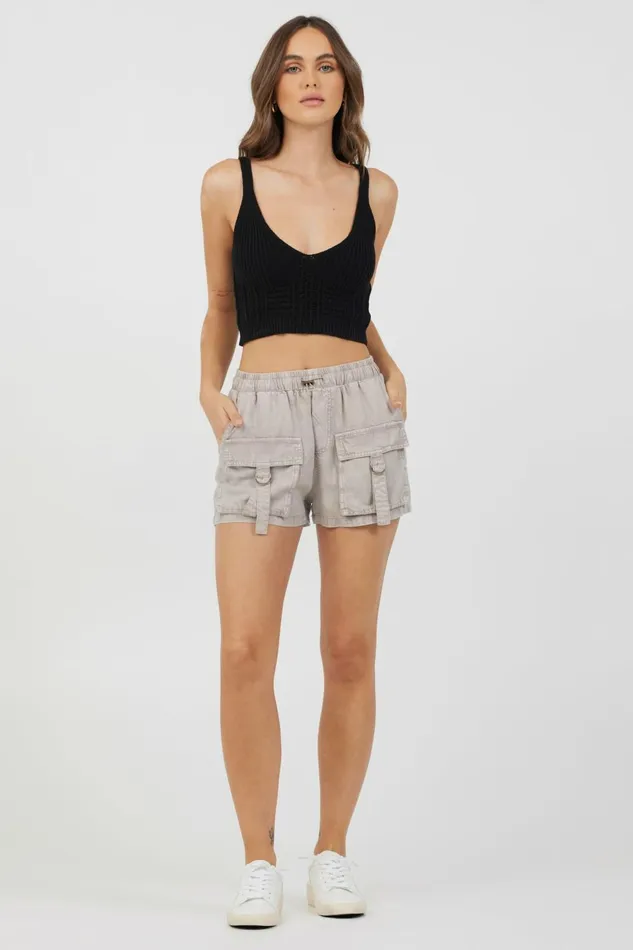 Vintage Havana All Bottoms Women Khaki Tencel Cargo Shorts Khaki