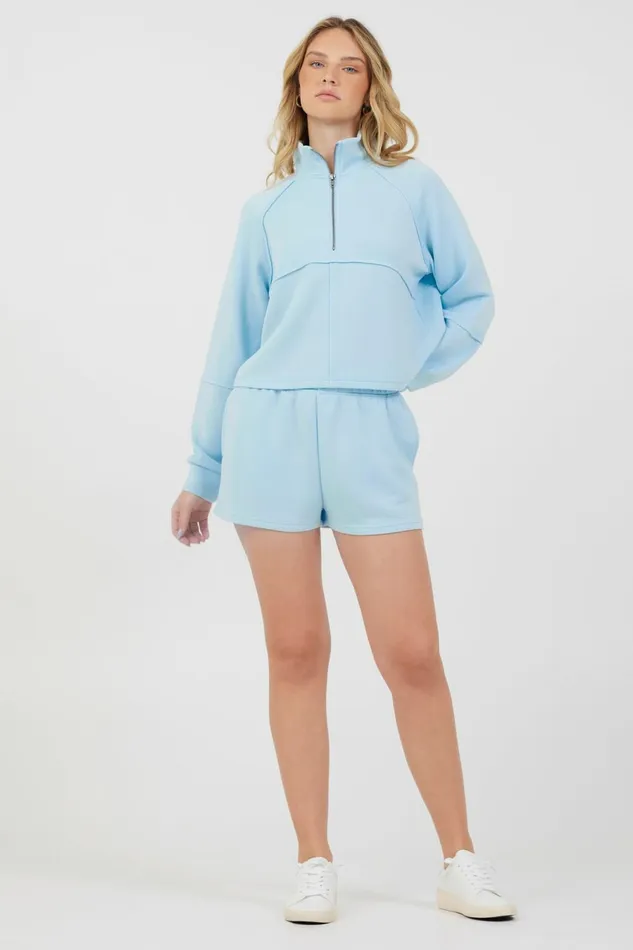 Vintage Havana All Bottoms Women Sailboat Blue Cloud Fleece Shorts Sailboat Blue