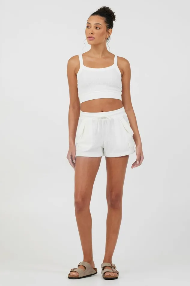 Vintage Havana All Bottoms Women White Cord Terry Shorts White