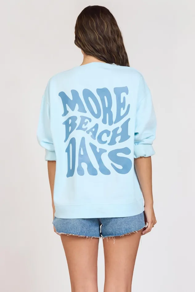 Vintage Havana Casual Tops Women quotBeach Daysquot Sky Blue Pigment Dye Crew Tunic Sky Blue