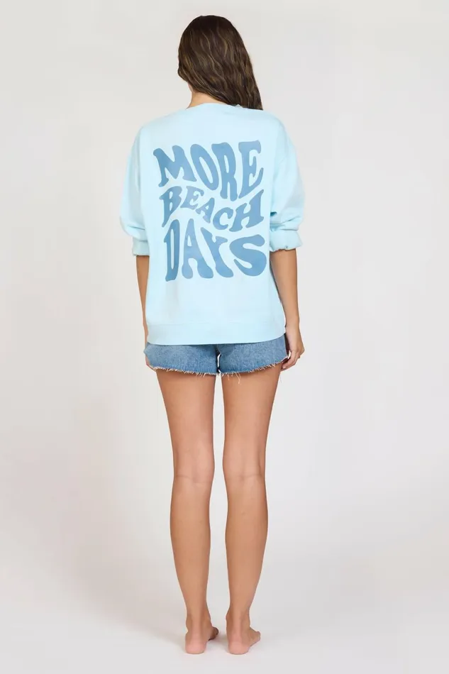 Vintage Havana Casual Tops Women quotBeach Daysquot Sky Blue Pigment Dye Crew Tunic Sky Blue