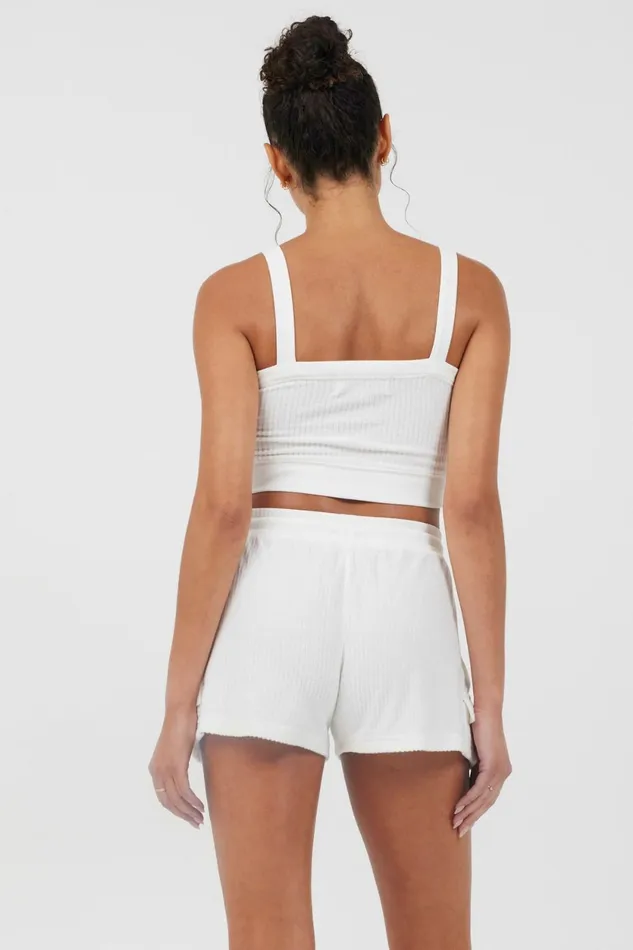Vintage Havana Casual Tops Women White Cord Terry Tank White
