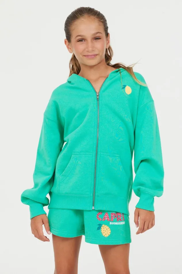 Vintage Havana Hoodies Women Surf Green Oversized Capri Zip Up Hoodie Surf Green Vintage Havana Hoodies Women Surf Green Oversized Capri Zip Up Hoodie Surf Green