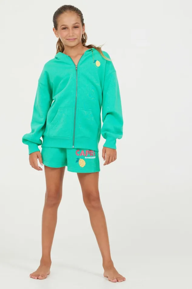 Vintage Havana Hoodies Women Surf Green Oversized Capri Zip Up Hoodie Surf Green