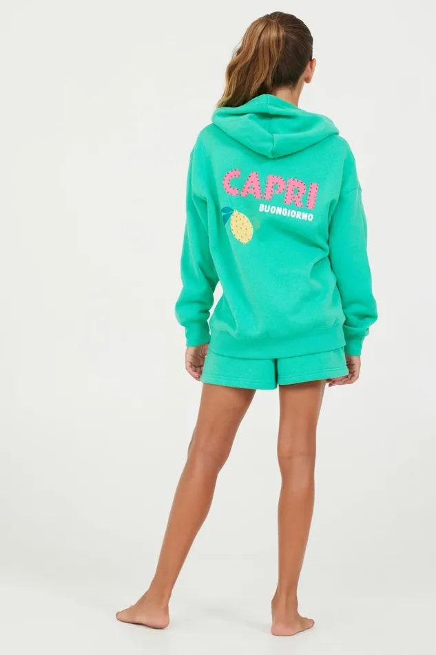 Vintage Havana Hoodies Women Surf Green Oversized Capri Zip Up Hoodie Surf Green
