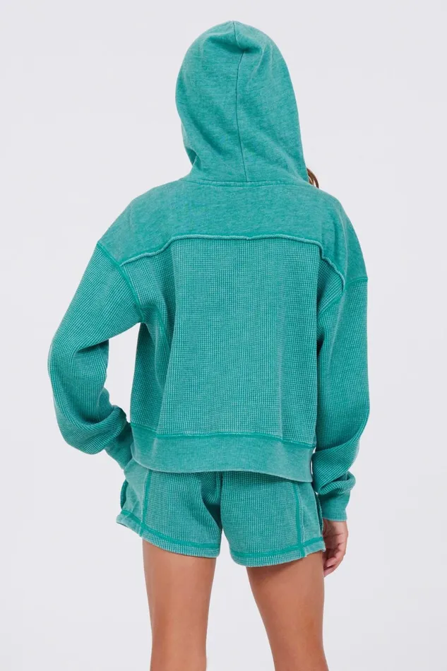 Vintage Havana Hoodies Women Vintage Green Thermal Zip Hoodie Vintage Green