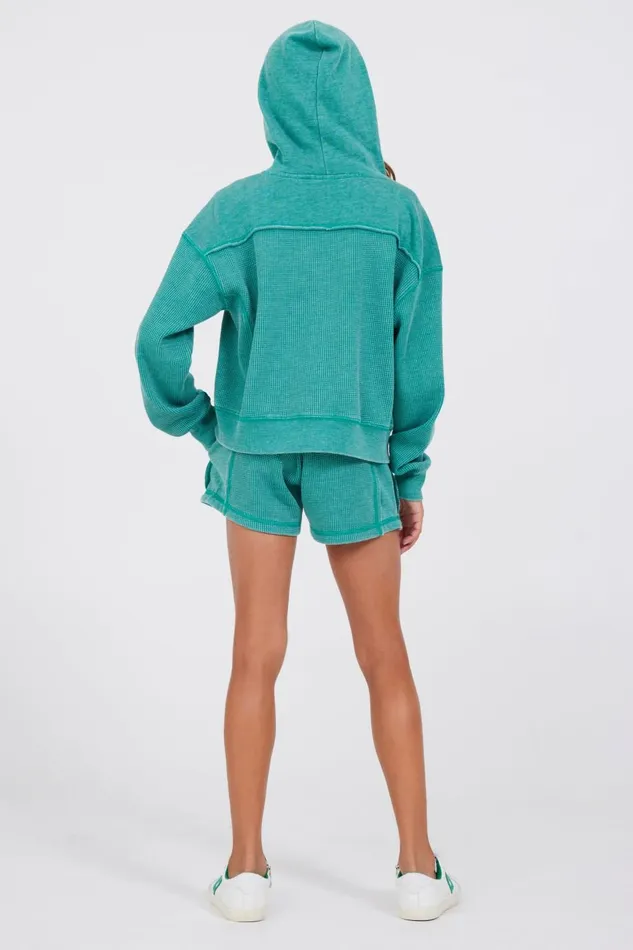 Vintage Havana Hoodies Women Vintage Green Thermal Zip Hoodie Vintage Green