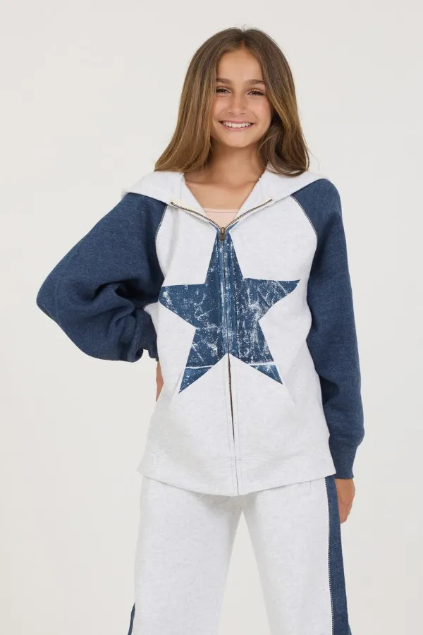 Vintage Havana Kids Tops Women Kids Ash Grey Navy Color Block Oversized Star Hoody Ash Grey Navy Vintage Havana Kids Tops Women Kids Ash Grey Navy Color Block Oversized Star Hoody Ash Grey Navy