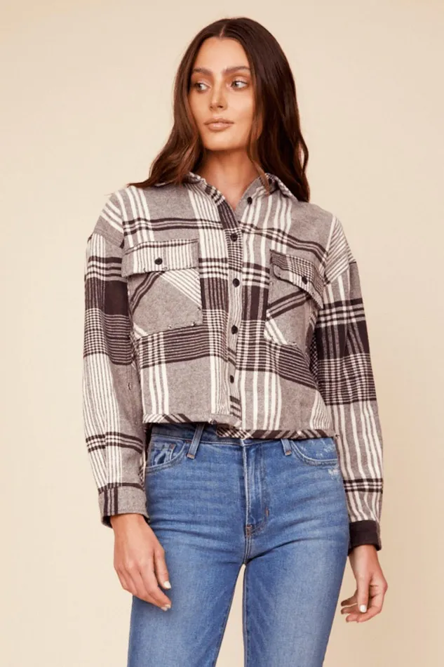 Vintage Havana Outerwear Women Chocolate Brown Flannel Plaid Shirting Chocolate Vintage Havana Outerwear Women Chocolate Brown Flannel Plaid Shirting Chocolate