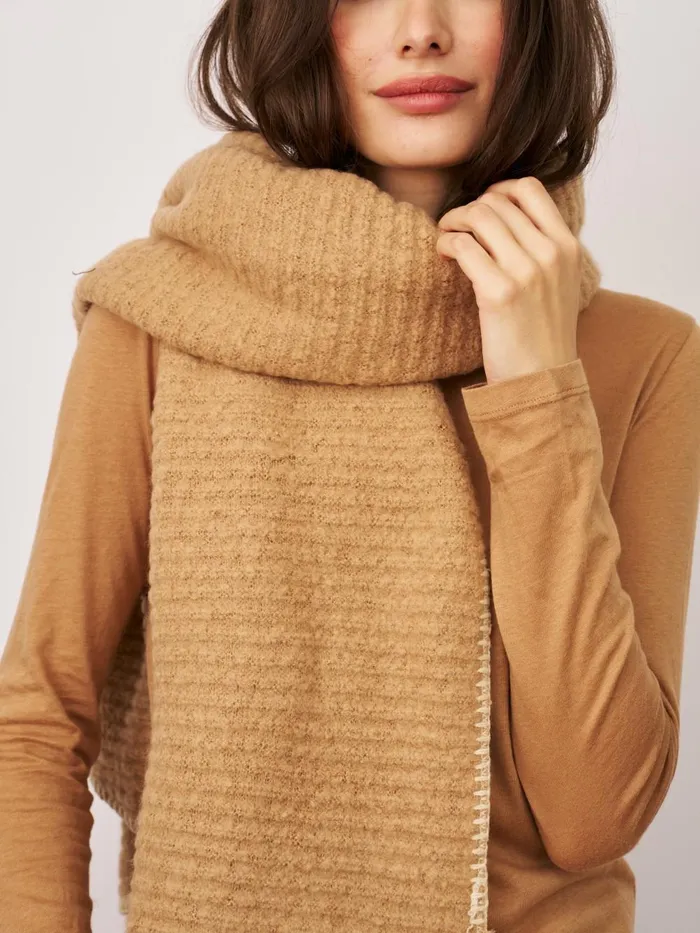 Vintage Havana Scarf Ruanas Women BLANKET STITCH KNIT SCARF 8211 WHEATIVORY Wheativory Vintage Havana Scarf Ruanas Women BLANKET STITCH KNIT SCARF 8211 WHEATIVORY Wheativory