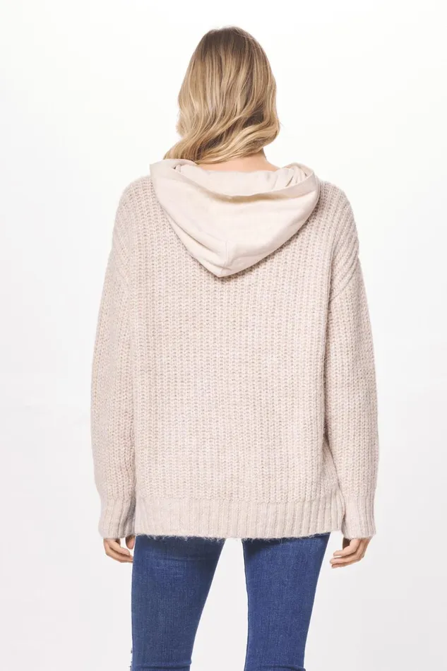 Vintage Havana Sweaters Women Cannoli Cream Sweater W Fleece Hood Cream