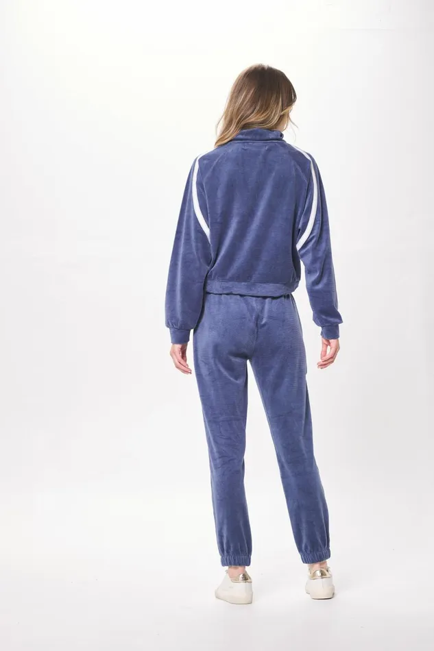 Vintage Havana Sweaters Women Space Blue Brushed Corduroy Quarter Zip Space Blue