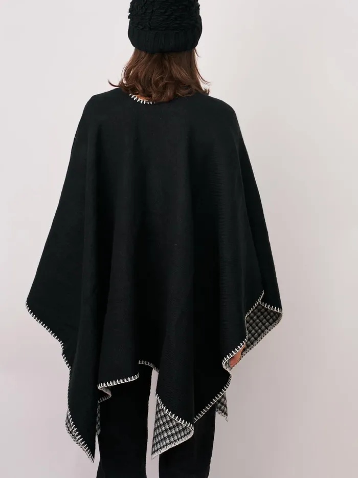 Vintage Havana Sweaters Women WHIPSTITCH RUANA 8211 BLACKIVORY One Size Vintage Havana Sweaters Women WHIPSTITCH RUANA 8211 BLACKIVORY One Size