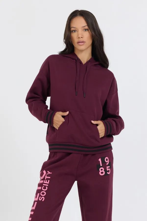 Vintage Havana Sweatshirts Women Cabernet W Rose Printed Heavy Surf Wash Hoodie Cabernet Vintage Havana Sweatshirts Women Cabernet W Rose Printed Heavy Surf Wash Hoodie Cabernet