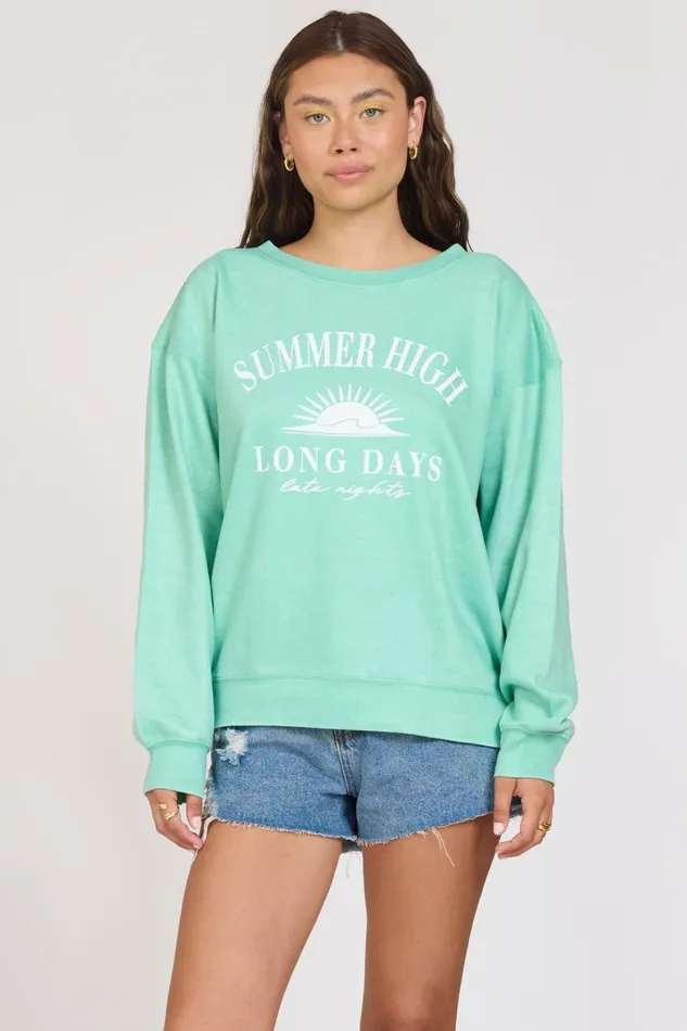 Vintage Havana Sweatshirts Women quotSummer Highquot Surf Green Burnout Fleece Crewneck Surf Green Vintage Havana Sweatshirts Women quotSummer Highquot Surf Green Burnout Fleece Crewneck Surf Green
