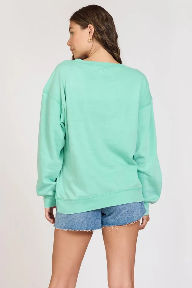Vintage Havana Sweatshirts Women quotSummer Highquot Surf Green Burnout Fleece Crewneck Surf Green