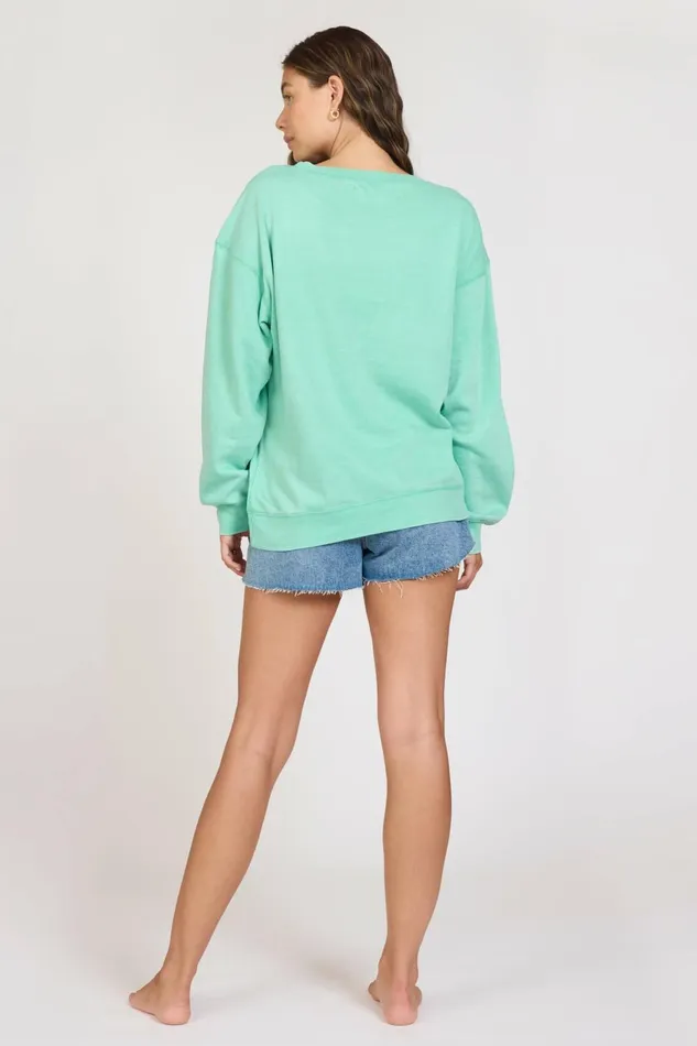 Vintage Havana Sweatshirts Women quotSummer Highquot Surf Green Burnout Fleece Crewneck Surf Green