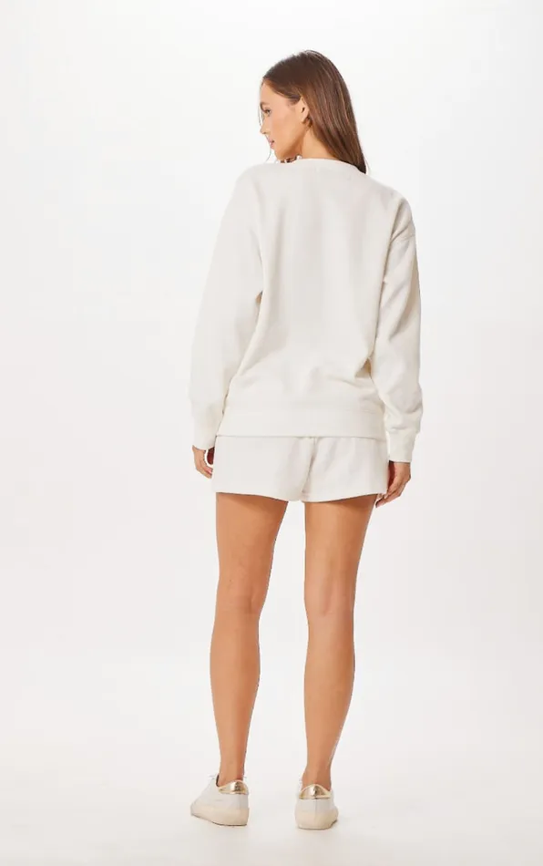Vintage Havana Sweatshirts Women White St Barth Jet Setter Surf Wash Crewneck White