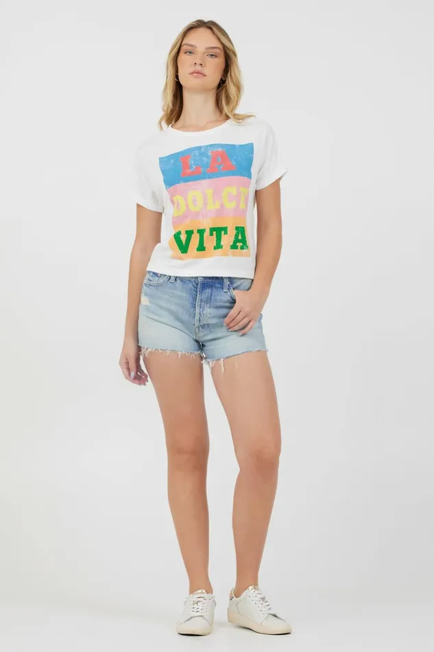 Vintage Havana Tees Women La Dolce Vita White Destination Printed Tee White
