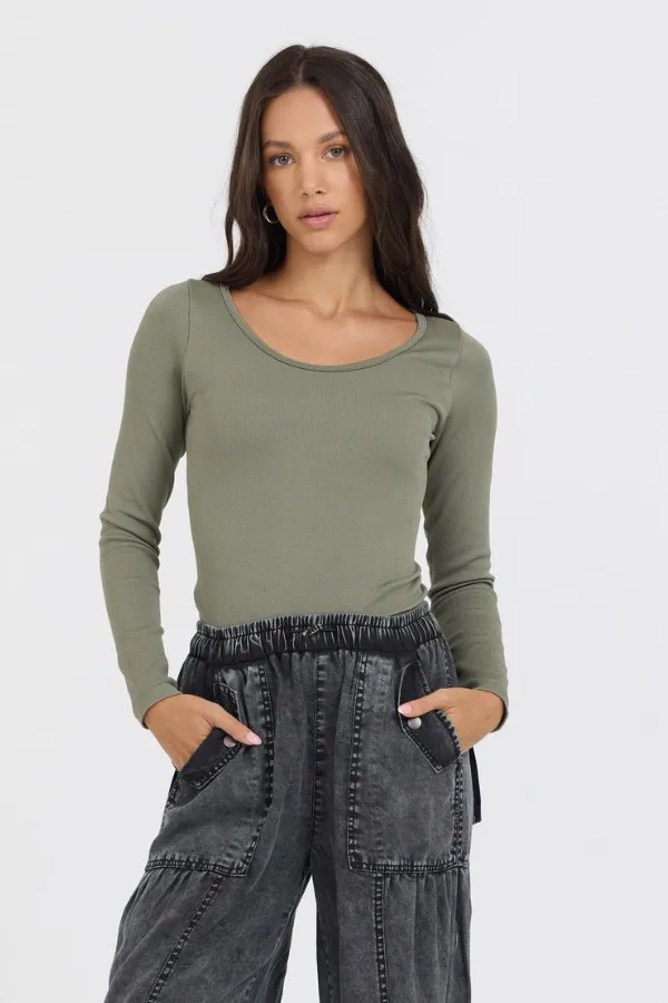 Vintage Havana Tees Women Olive Seamless Long Sleeve Tee Olive