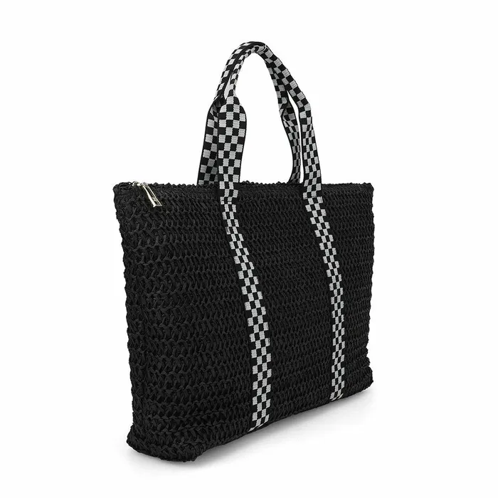 Vintage Havana Top Handle Women WOW BAG 2 8211 BLACKCHECKERED