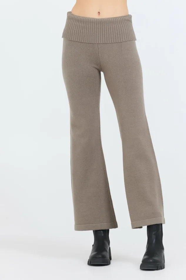 Vintage Havana Wide Leg Pants Women Olive Grey Slim Fit Knit Fold Over Flare Pant Grey Vintage Havana Wide Leg Pants Women Olive Grey Slim Fit Knit Fold Over Flare Pant Grey
