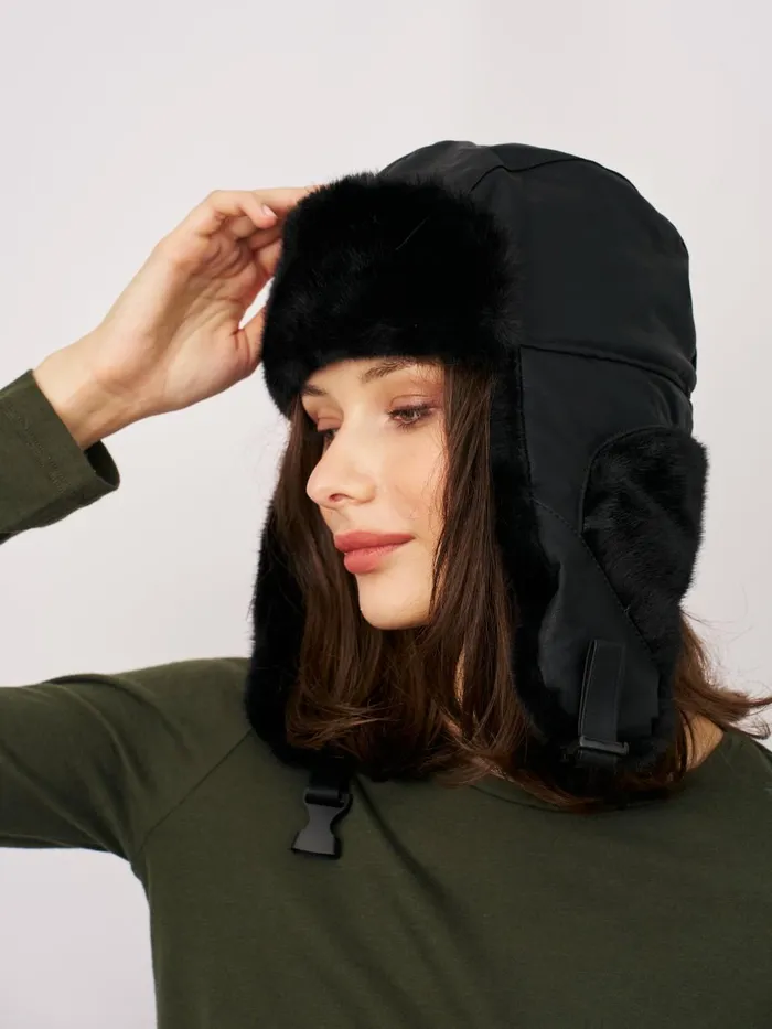 Vintage Havana Winter Hats Women FUR TRAPPER HAT 8211 BLACK One Size Vintage Havana Winter Hats Women FUR TRAPPER HAT 8211 BLACK One Size
