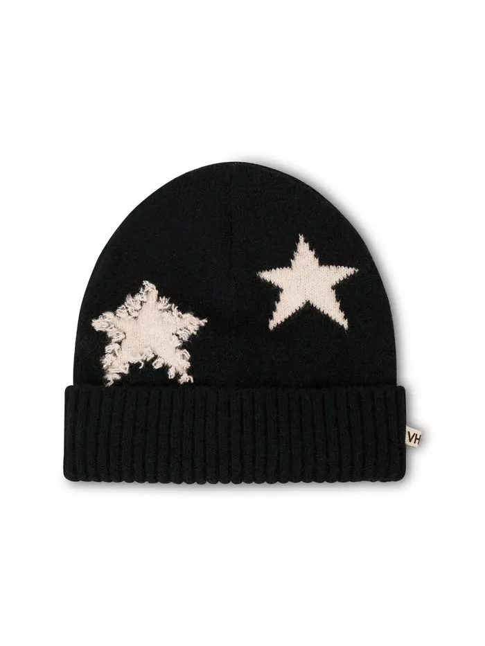 Vintage Havana Winter Hats Women STAR POMPOM BEANIE Black Vintage Havana Winter Hats Women STAR POMPOM BEANIE Black
