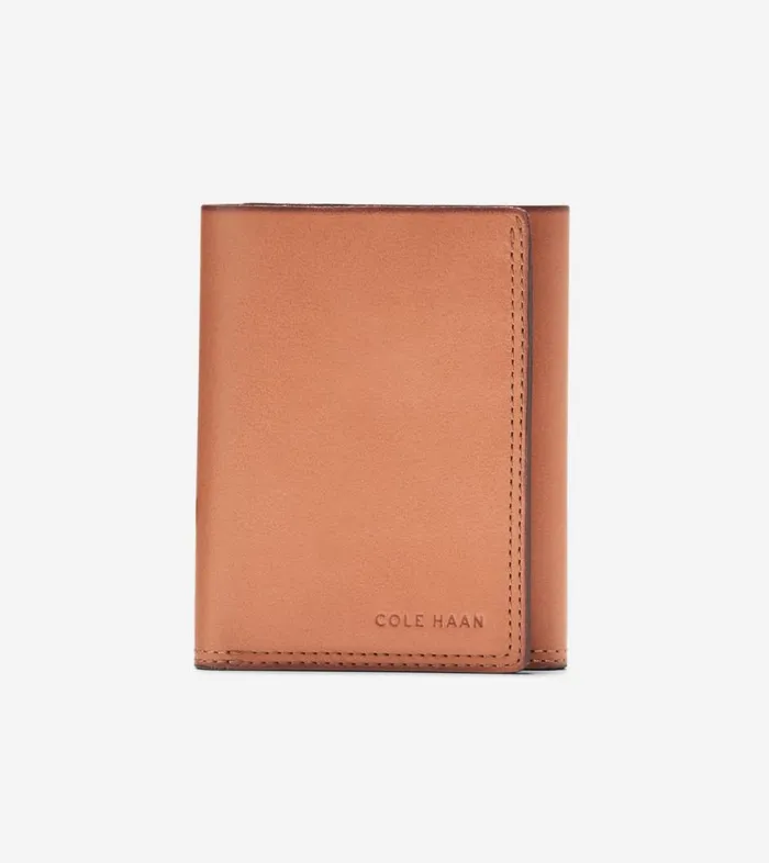 Wallets Men Cole Haan Raw Cut Vachetta Trifold Wallet Tan
