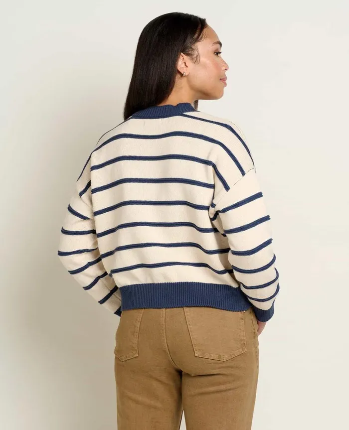 Women039s Bianca II Crew Sweater True Navy Stripe ToadandCo Sweaters