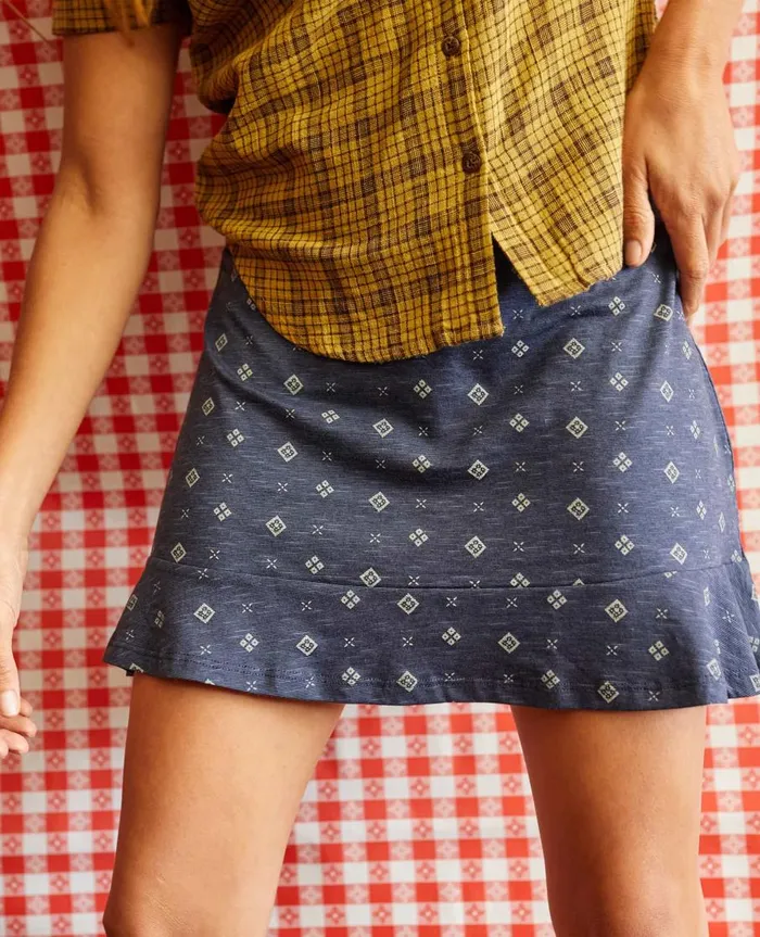 Women039s Chaka Ruffle Skirt True Navy Tile Print ToadandCo Skirts and Skorts Women039s Chaka Ruffle Skirt True Navy Tile Print ToadandCo Skirts and Skorts