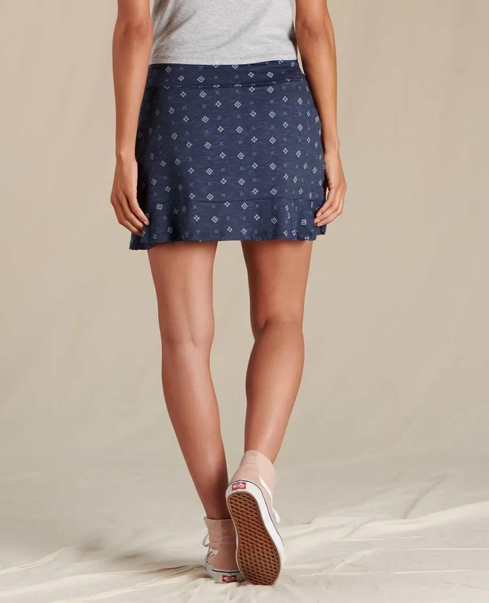 Women039s Chaka Ruffle Skirt True Navy Tile Print ToadandCo Skirts and Skorts