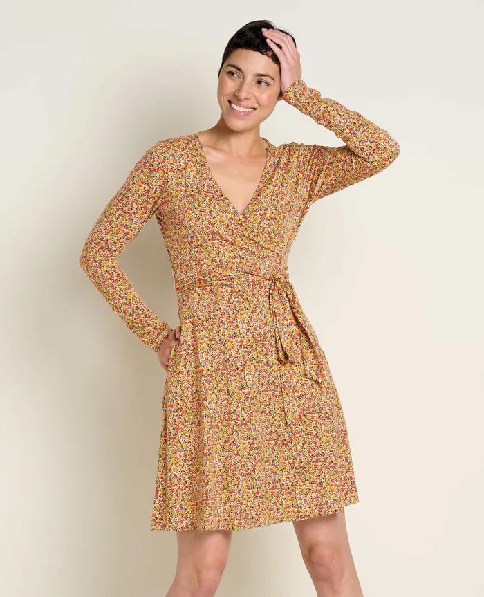 Women039s Cue Wrap Long Sleeve Dress Barley Ditsy Print ToadandCo Dresses