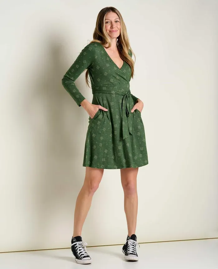 Women039s Cue Wrap Long Sleeve Dress Pasture Geo Print ToadandCo Dresses
