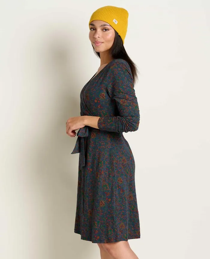 Women039s Cue Wrap Long Sleeve Dress True Navy Paisley Print ToadandCo Dresses